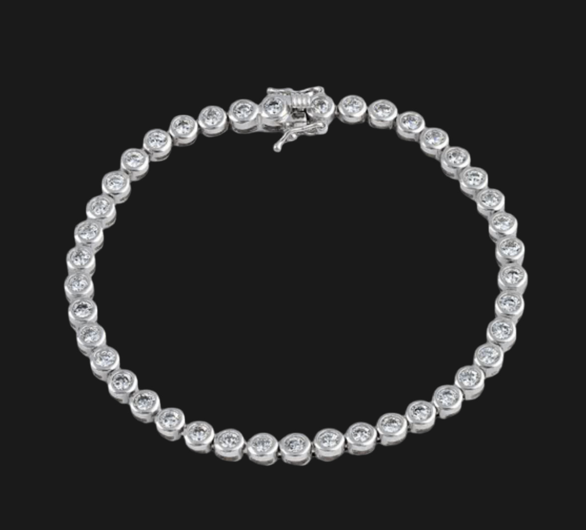 Sterling Silver Round Clear CZ Tennis Bracelett 7.5”