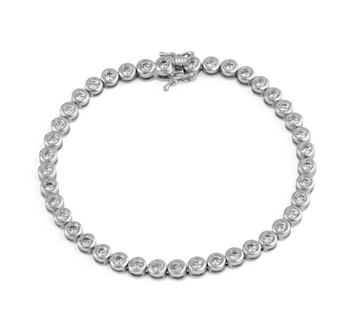 Sterling Silver Round Clear CZ Tennis Bracelett 7.5”