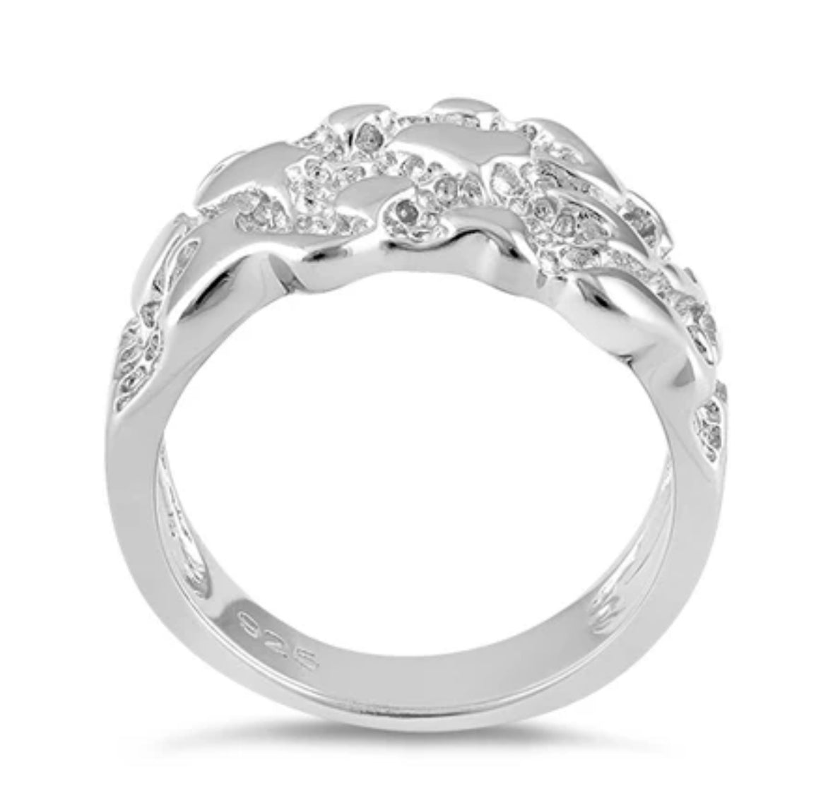 Sterling Silver Men's Nugget Design Ring