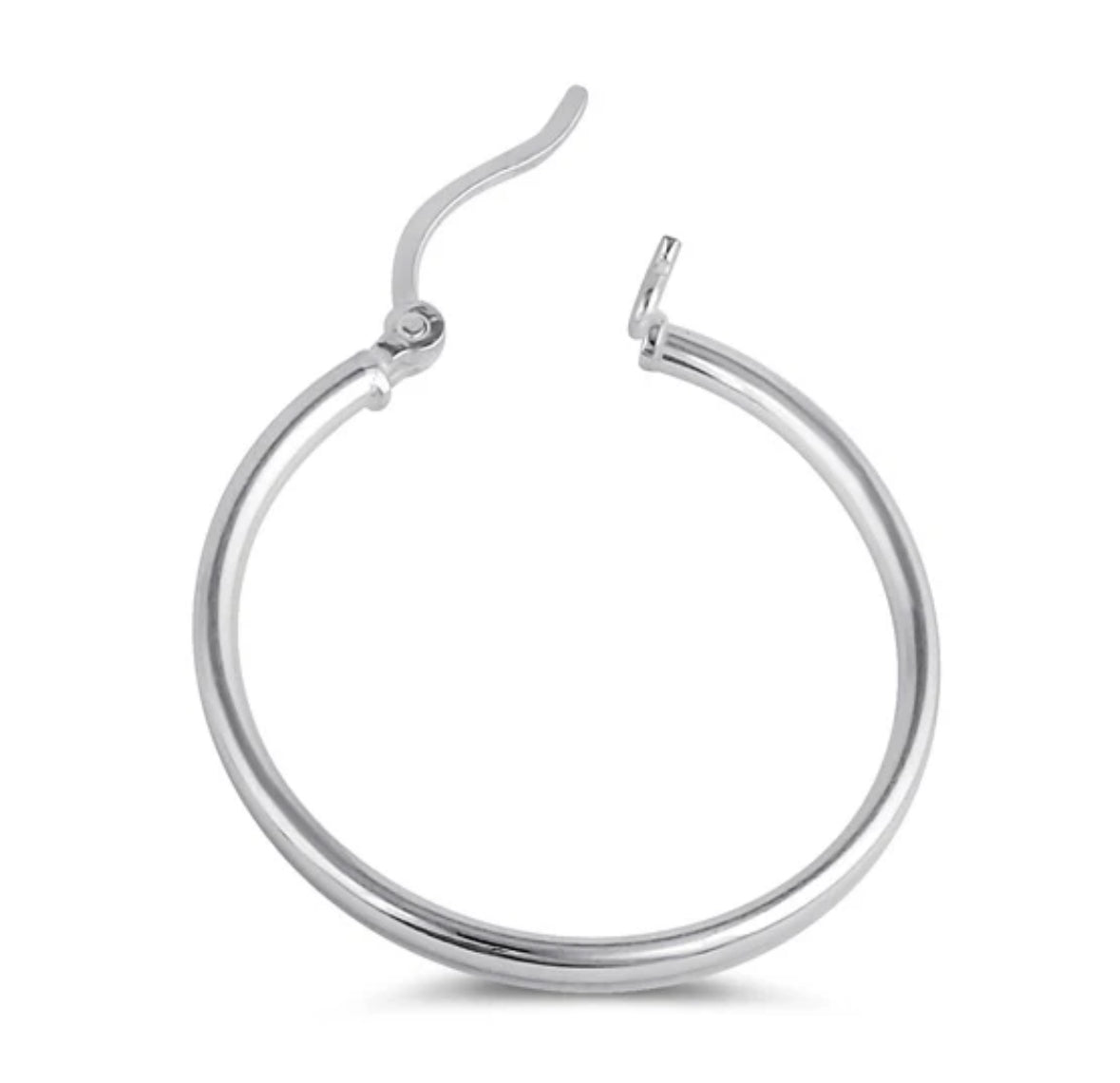 Sterling Silver 2.0MM x 30MM Hoop Earrings