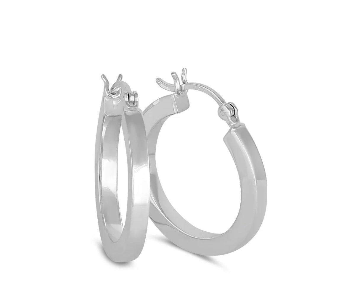 Sterling Silver 3.0MM x 25MM Hoop Earrings