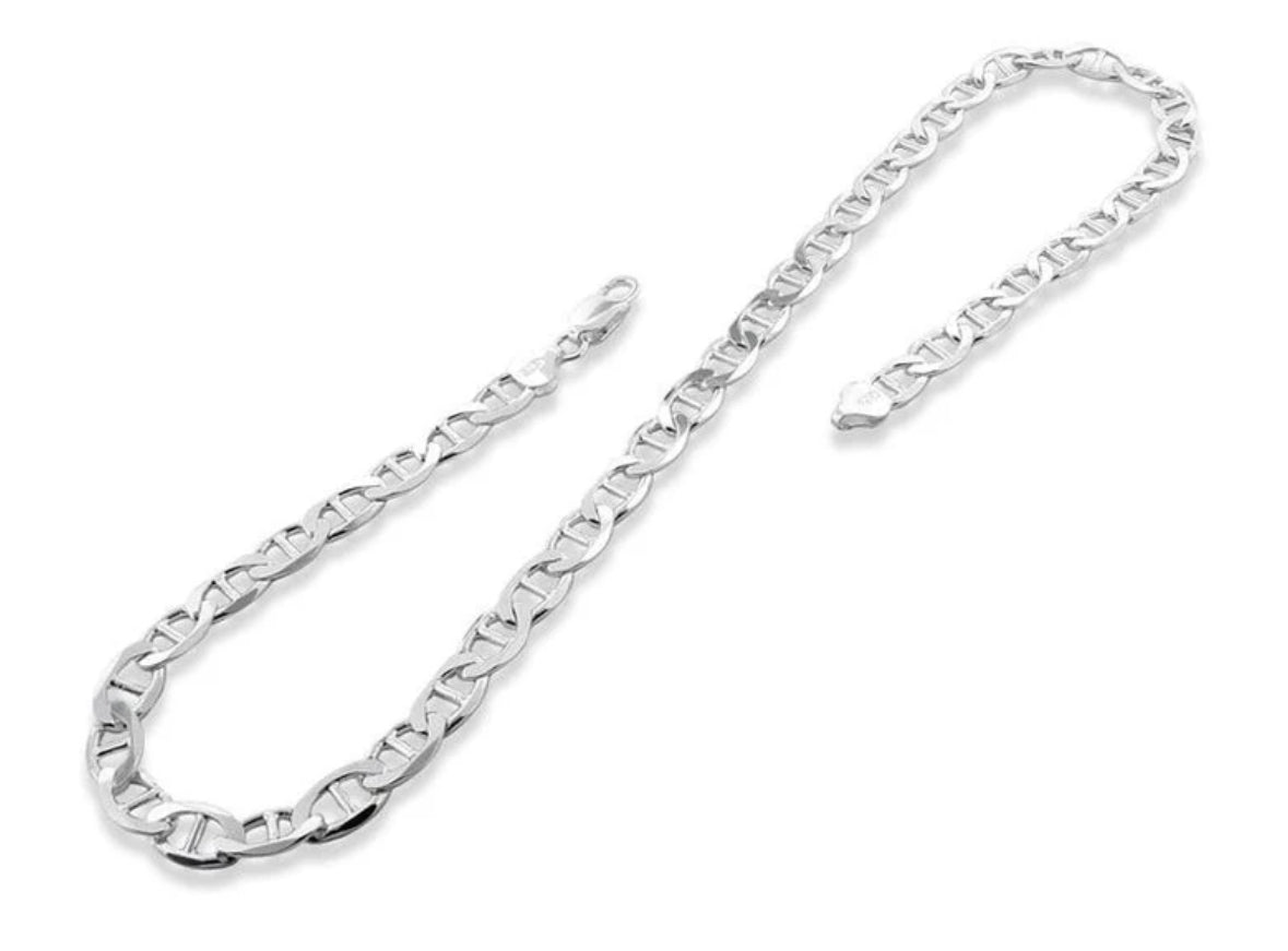 Sterling Silver Flat Marina Chain 5.5 MM 22”