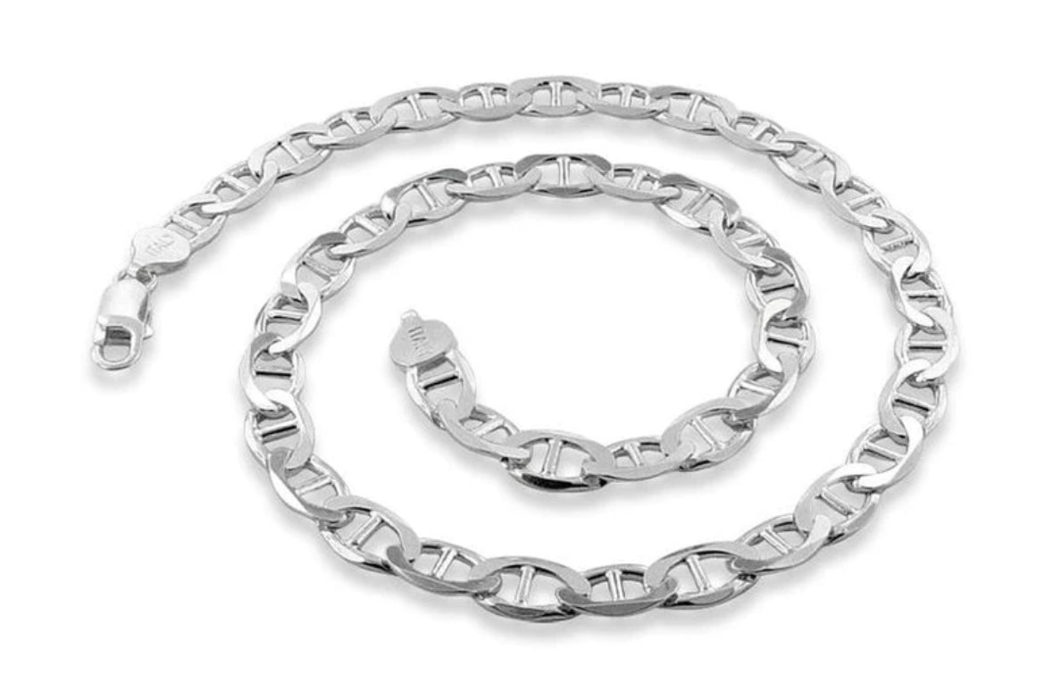 Sterling Silver Flat Marina Chain 5.5 MM 22”