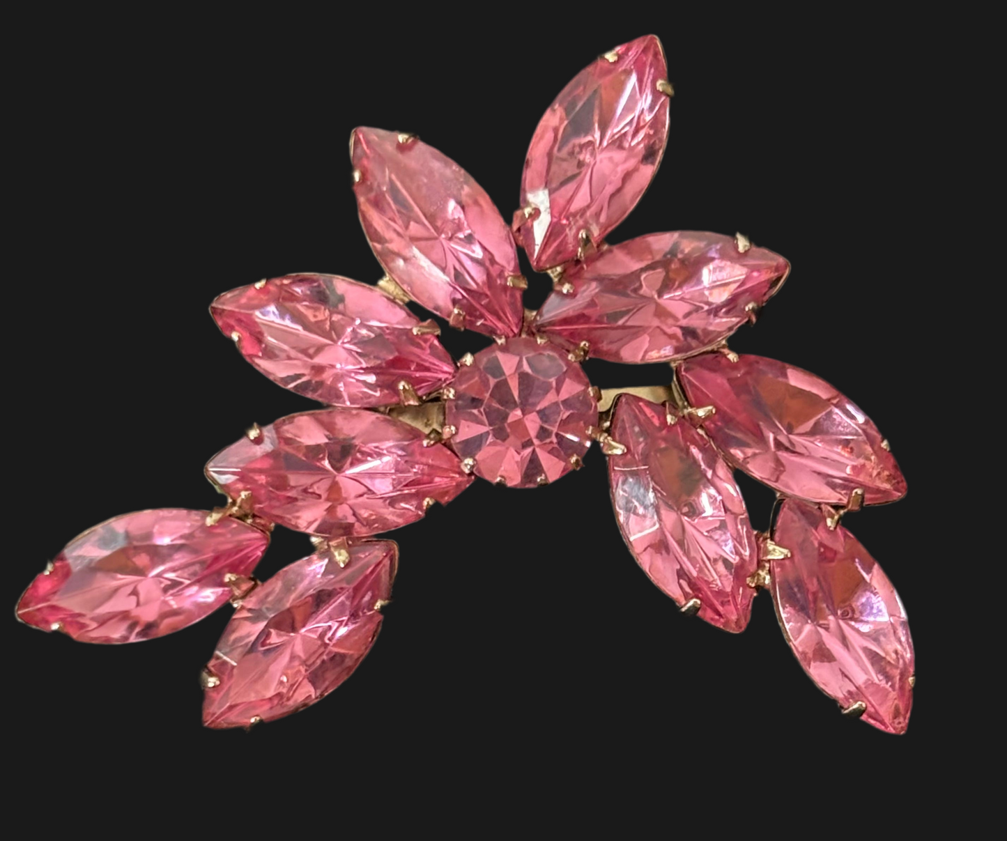 Vintage Pink Rhinestone Brooch