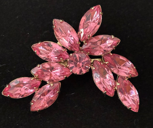 Vintage Pink Rhinestone Brooch