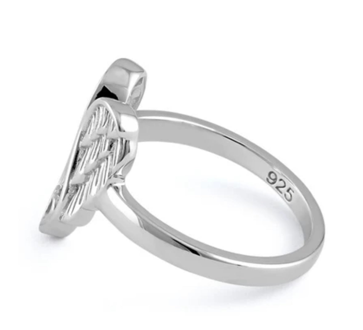 Sterling Silver Angel Wings with Heart Ring