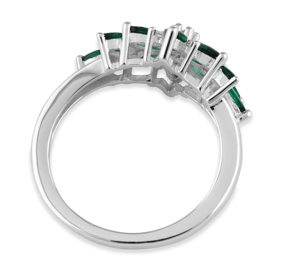Sterling Silver Green Flower CZ Ring